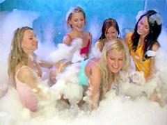 Five Lesbian Teen Girls Getting Dirty During A Foam Party